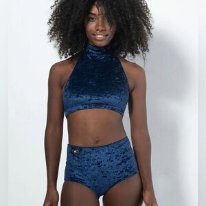 NWOT size small S Rad Polewear blue velvet gorgeous